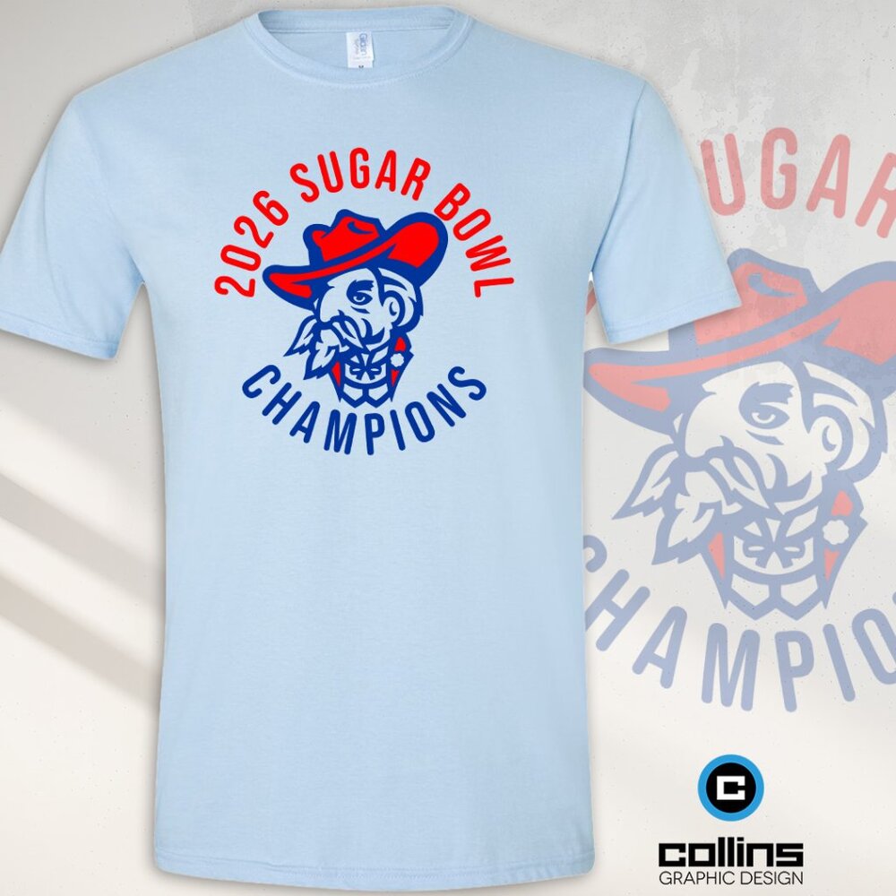 Sugar Bowl Champions Ole Miss Col Reb unisex t-shirt Lt Blue